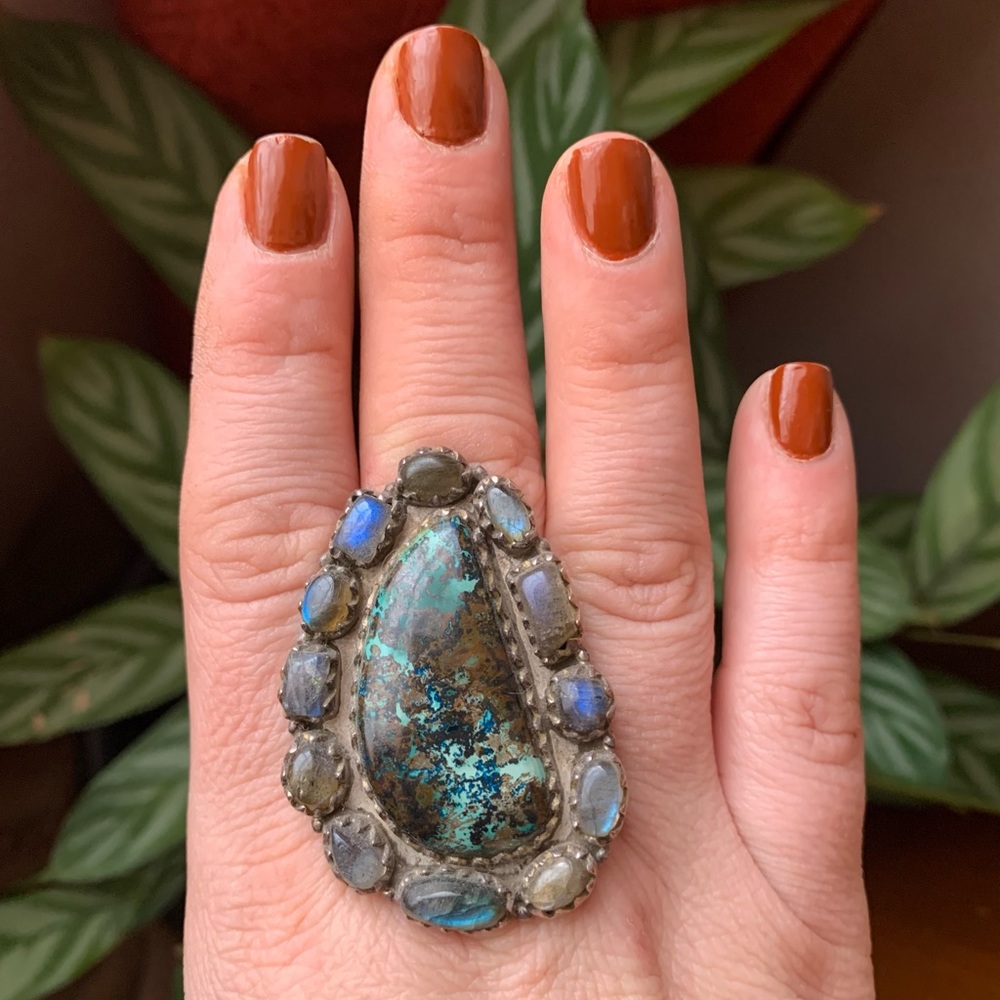 Azurite & Labradorite adjustable ring - Picture 2 of 2